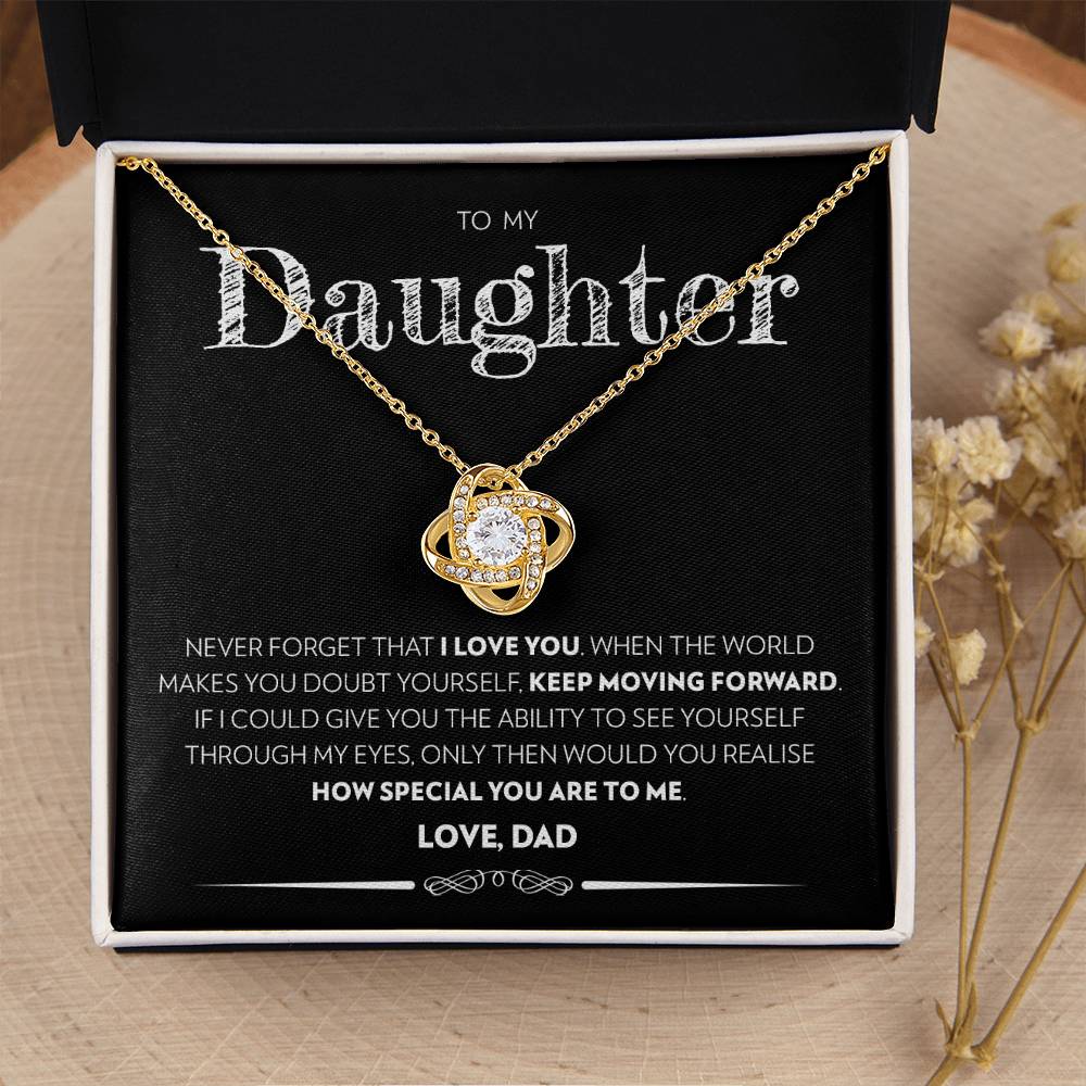 Daughter (From Dad) - Keep Moving Forward - Love Knot Necklace