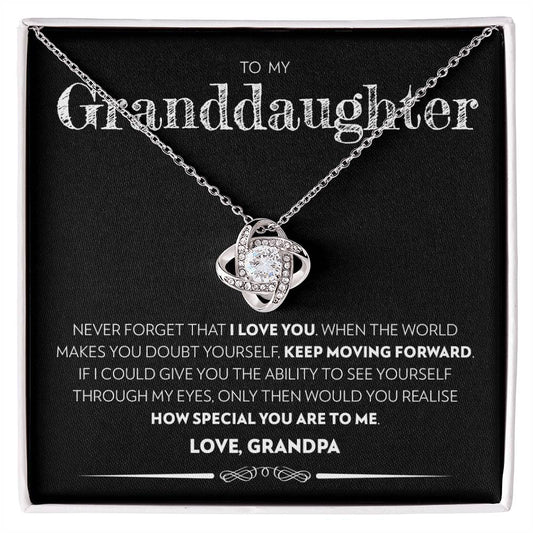 Granddaughter (From Grandpa) - Keep Moving Forward - Love Knot Necklace