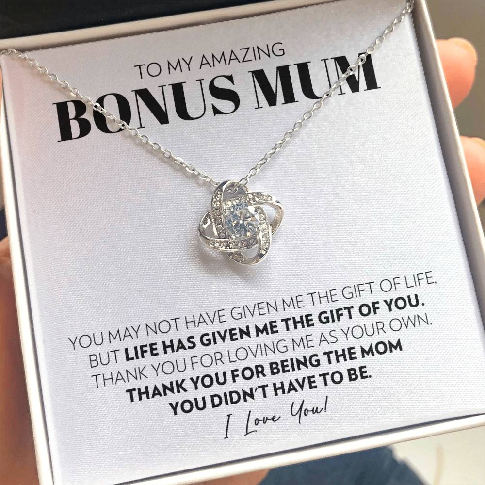 Bonus Mum - Thank You - Love Knot Necklace