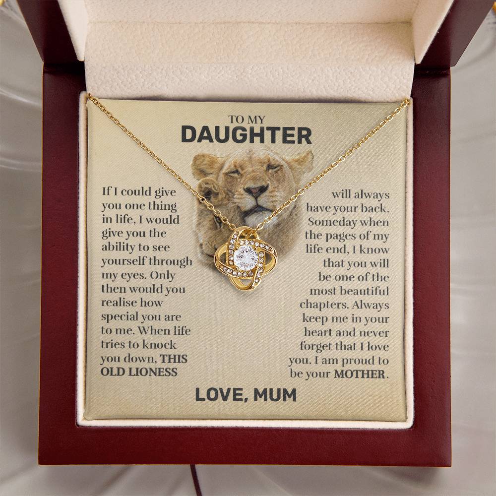 To My Daughter (From Mum) - This Old Lioness - Love Knot Necklace