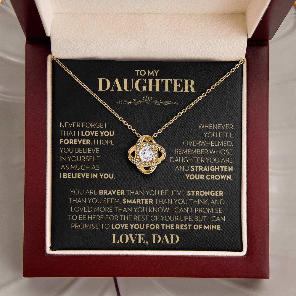 To My Daughter (From Dad) - Never Forget That I Love You - Love Knot Necklace
