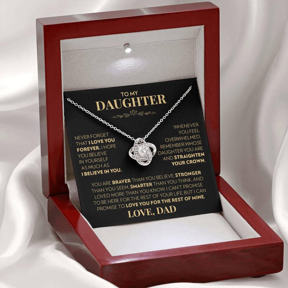 To My Daughter (From Dad) - Never Forget That I Love You - Love Knot Necklace