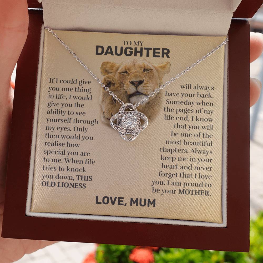 To My Daughter (From Mum) - This Old Lioness - Love Knot Necklace