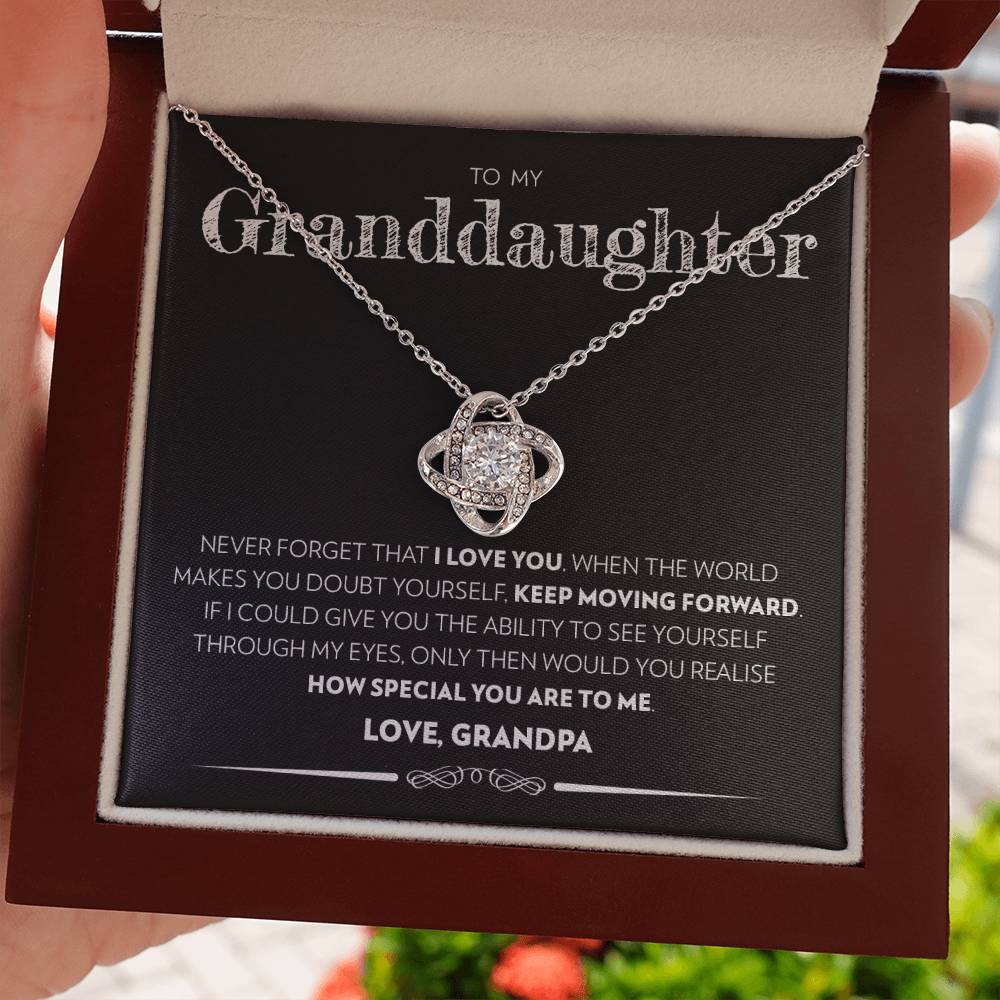 Granddaughter (From Grandpa) - Keep Moving Forward - Love Knot Necklace