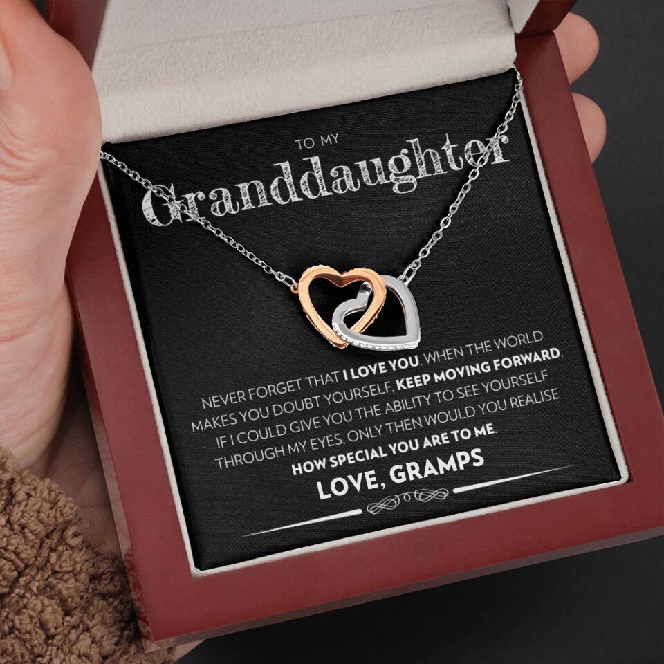 Granddaughter - Keep Moving Forward - Interlocking Hearts Necklace - Custom Signature