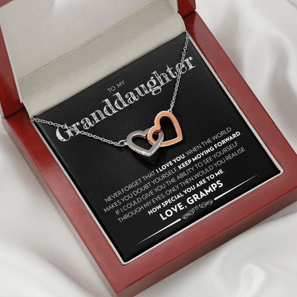 Granddaughter - Keep Moving Forward - Interlocking Hearts Necklace - Custom Signature