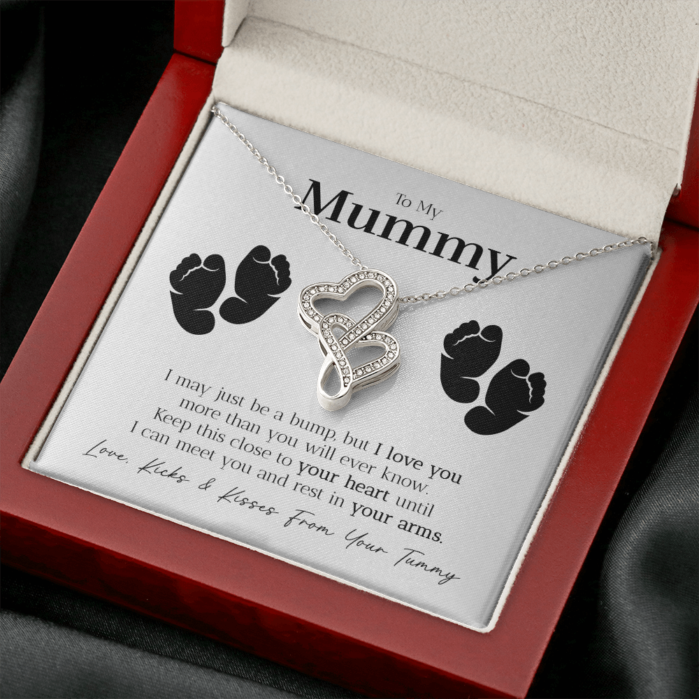 Mummy - I Love You From The Tummy - Double Hearts Necklace