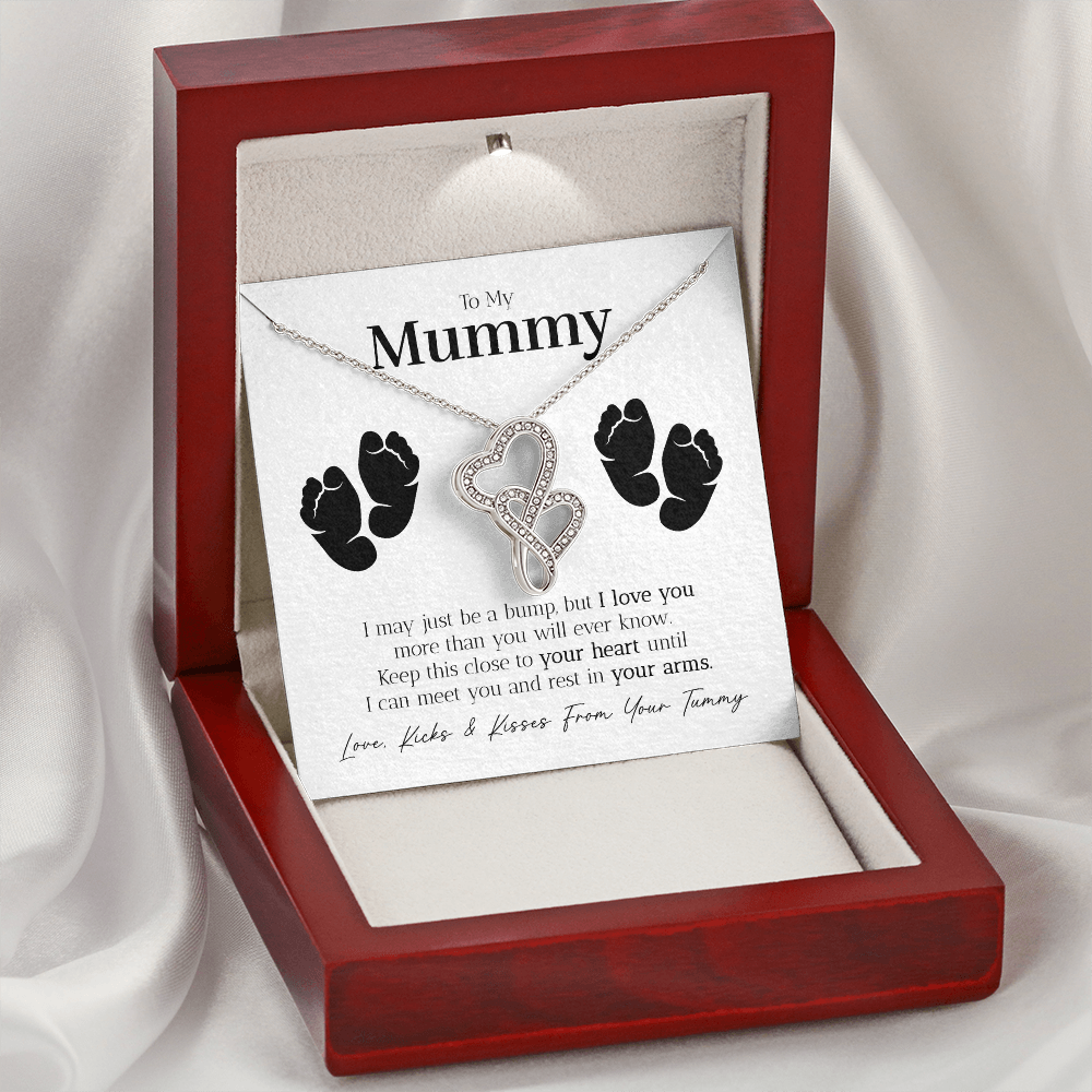 Mummy - I Love You From The Tummy - Double Hearts Necklace
