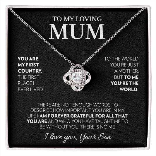 To My Mum (From Son) - First Country - Love Knot Necklace