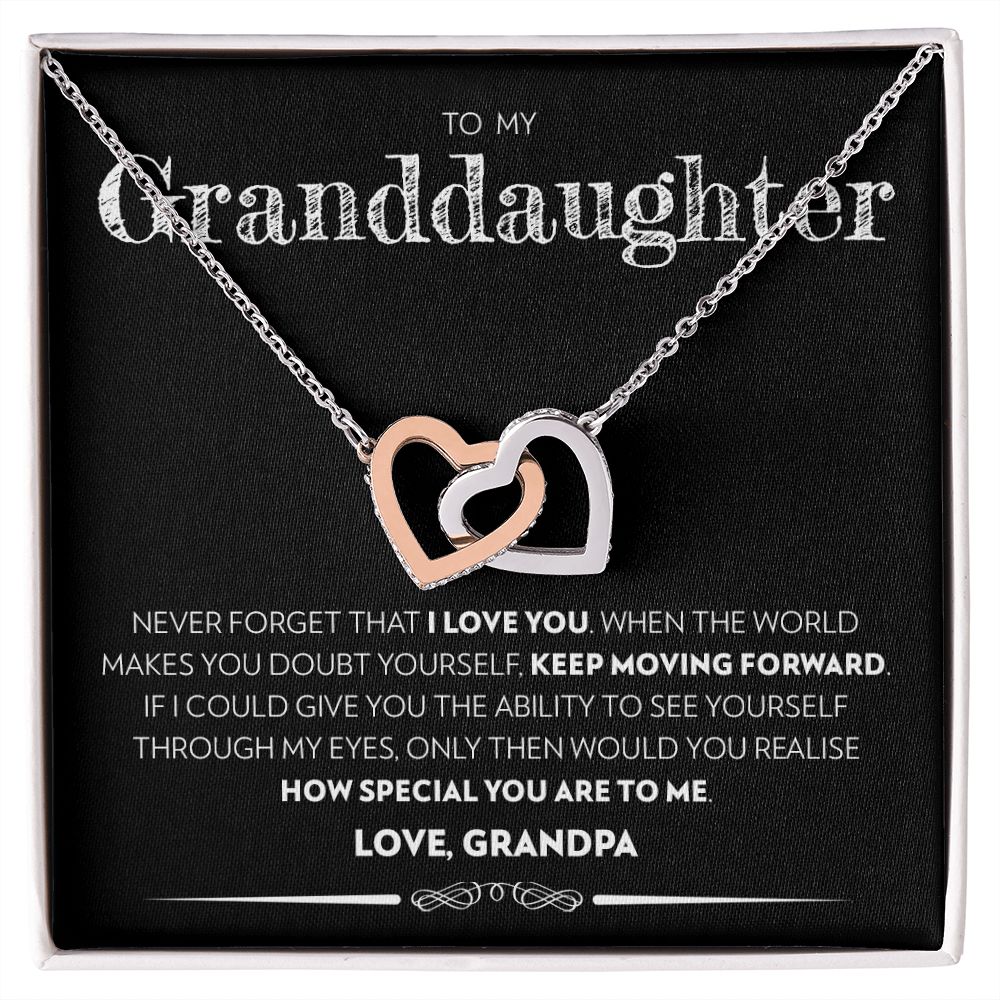 Granddaughter (From Grandpa) - Keep Moving Forward - Interlocking Hearts Necklace