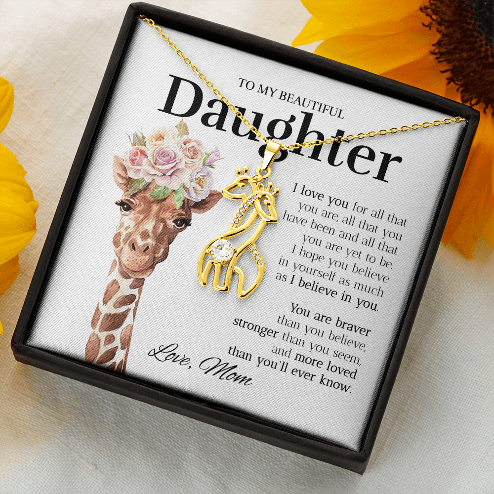 Daughter (From Mum) - I Believe In You - Giraffe Necklace